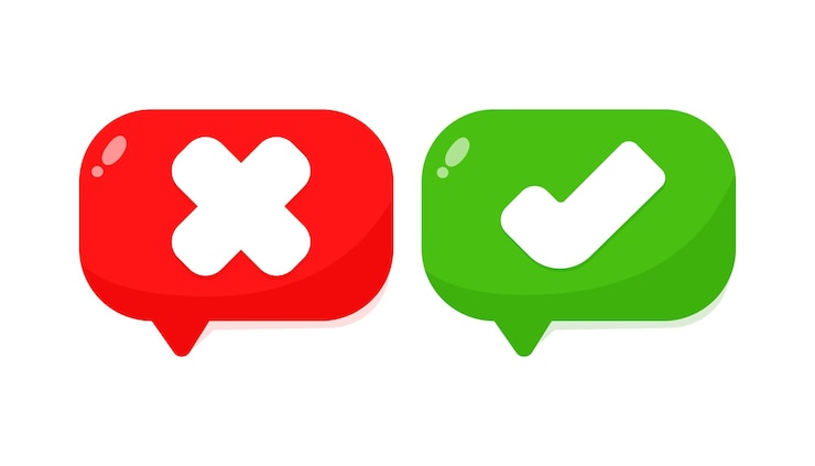 Free Vector checkmark and cross mark symbol icon isolated vector illustration