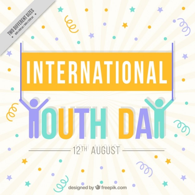 Free vector cheerful background of youth day with streamer and dots