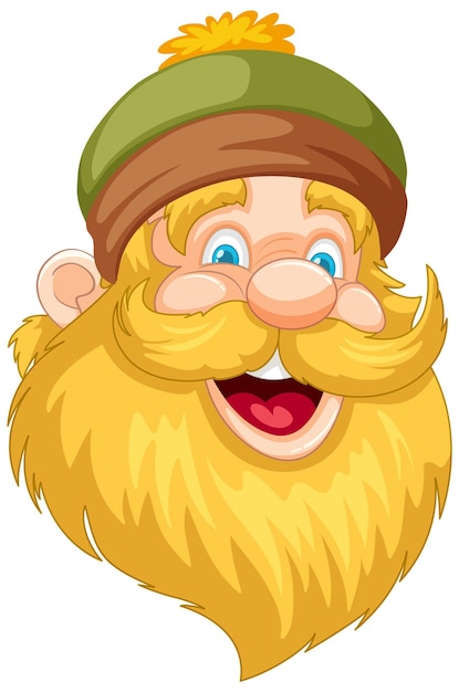 Cheerful Bearded Cartoon Character