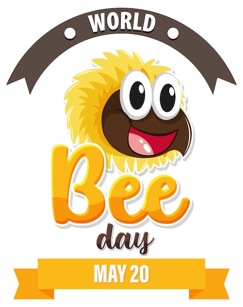 Free vector cheerful bee celebration world bee day