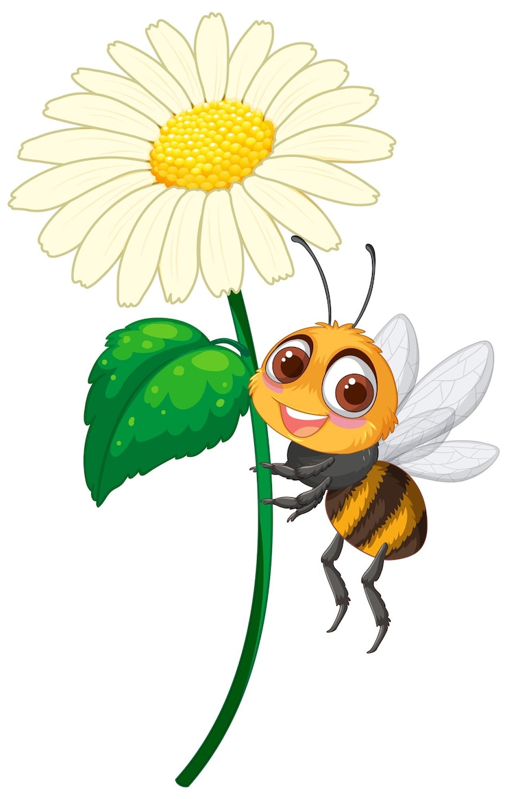Free Vector cheerful bee on a daisy flower
