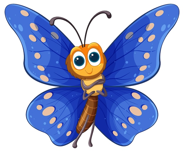 Free vector cheerful blue butterfly cartoon