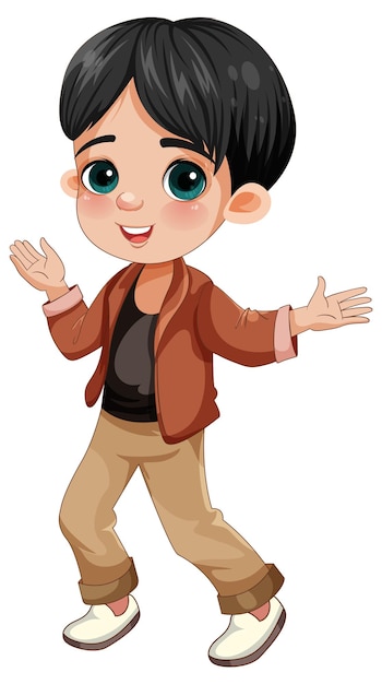 Cheerful boy cartoon character