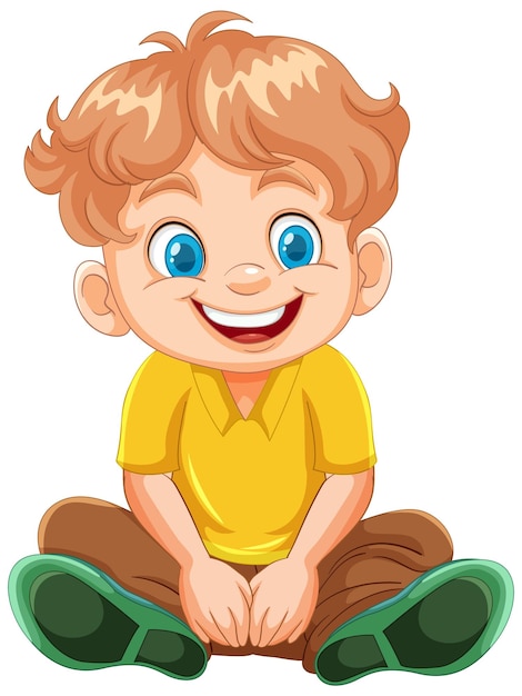 Free vector cheerful boy sitting happily