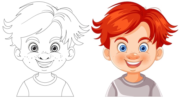 Cheerful boy with red hair illustration