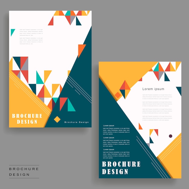 Cheerful brochure template design with triangles element