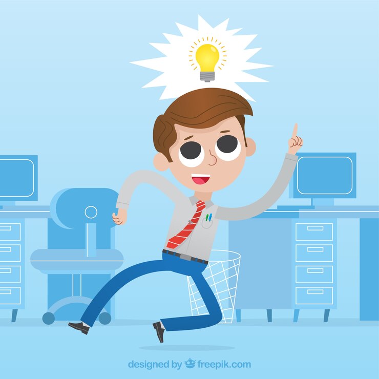 मुफ़्त वेक्टर cheerful businessman having a good idea