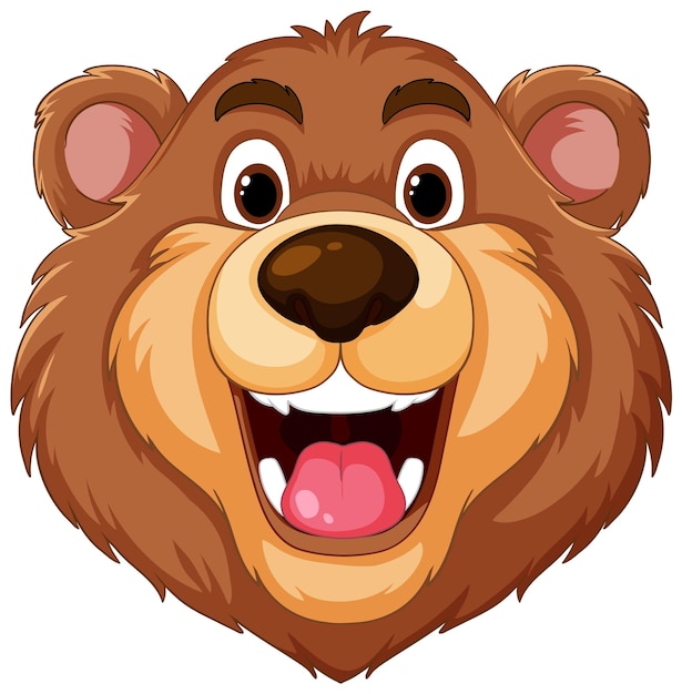 Free vector cheerful cartoon bear face illustration