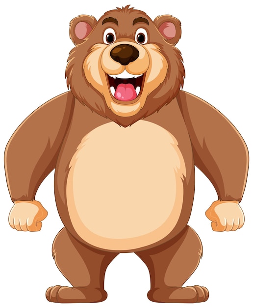 無料ベクター 陽気なアニメの熊が立っている