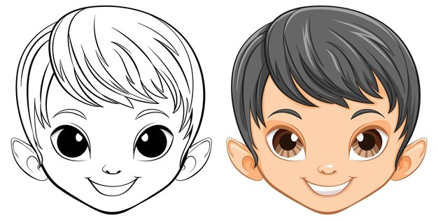 Cheerful Cartoon Boys Faces