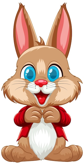 Vettore gratuito il gioioso coniglietto dei cartoni animati in giacca rossa