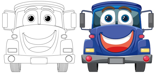 Cheerful cartoon cars with expressions