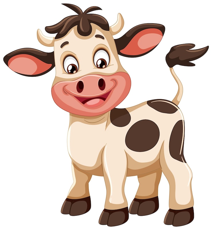 Free Vector cheerful cartoon cow standing happily