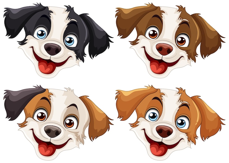 Free Vector cheerful cartoon dogs collection
