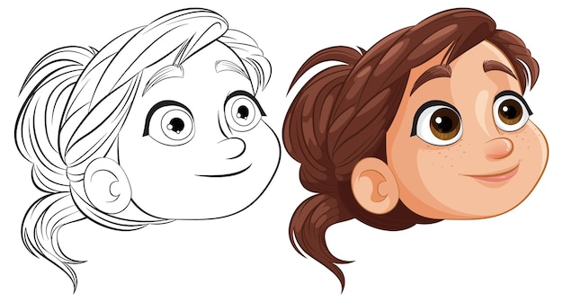 Cheerful Cartoon Faces Side by Side