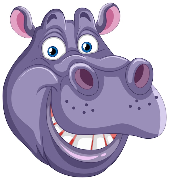 Free vector cheerful cartoon hippopotamus head