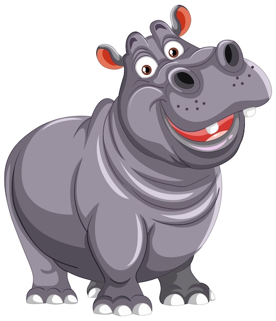 Cheerful cartoon hippopotamus illustration