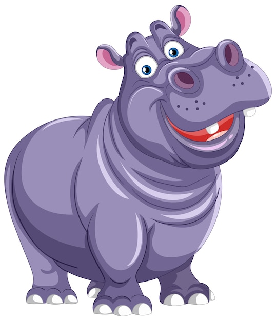 Free vector cheerful cartoon hippopotamus illustration