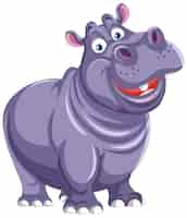 Free vector cheerful cartoon hippopotamus illustration