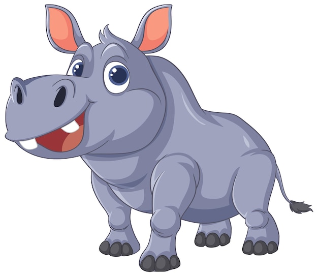 Free vector cheerful cartoon hippopotamus illustration