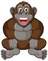 Free vector cheerful cartoon monkey sitting