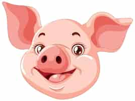 Free vector cheerful cartoon pig face illustration