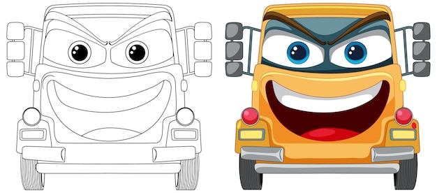 Free vector cheerful cartoon vehicles side by side