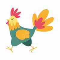 Free vector cheerful chicken mascot