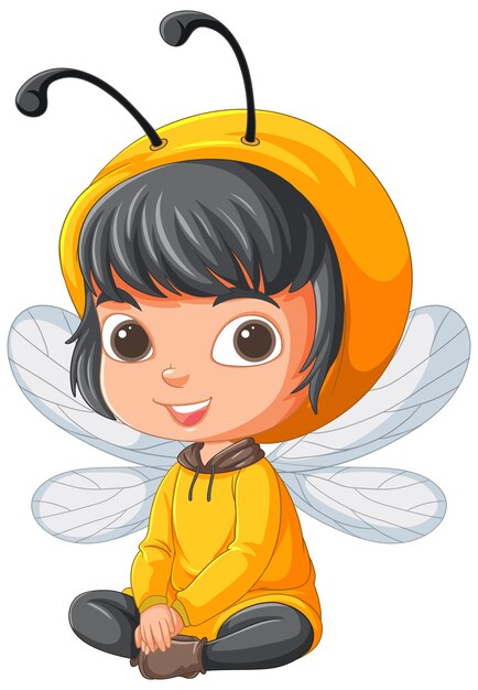 cheerful child in bee costume illustration