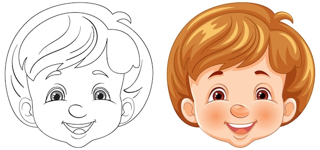 Cheerful child illustration before and after