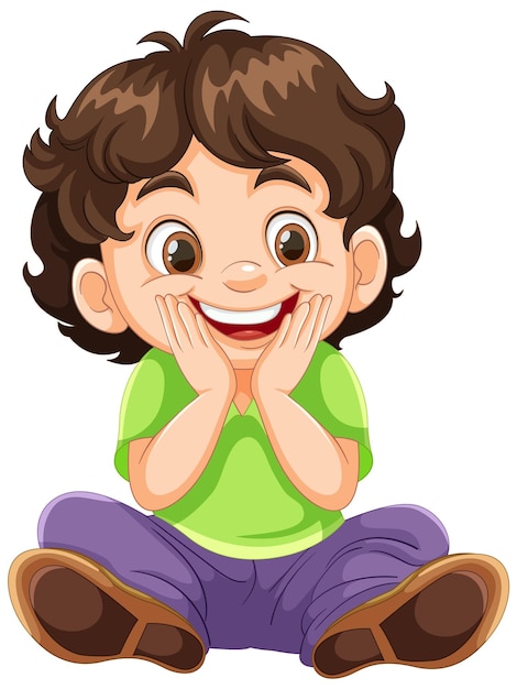 Free vector cheerful child sitting with excitement