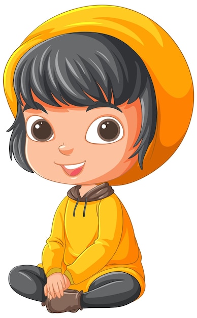 Free vector cheerful child in yellow outfit