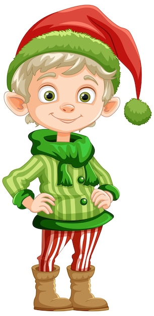 Free vector cheerful christmas elf in festive attire