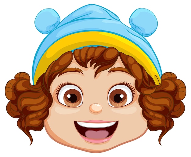 Free vector cheerful chubby girl in winter beanie hat