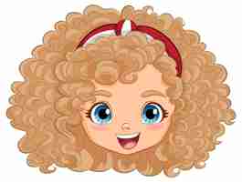 Free vector cheerful curlyhaired cartoon girl