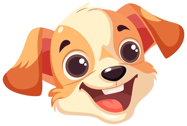 Cheerful Cute Dog Face on White Background