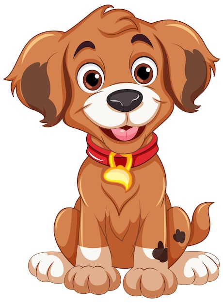 Free vector cheerful dog sitting cartoon character