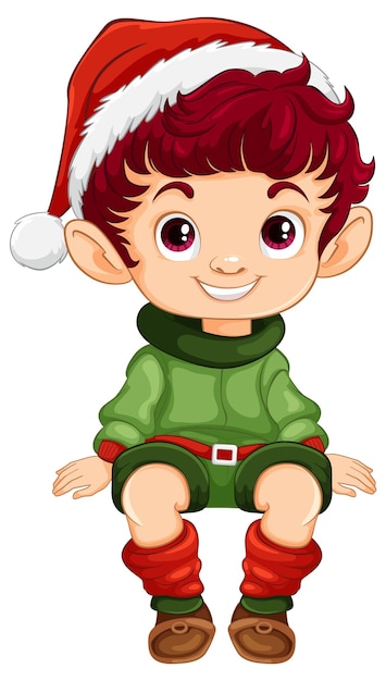 Free vector cheerful elf in festive holiday attire