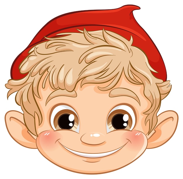 Free vector cheerful elf with a red hat