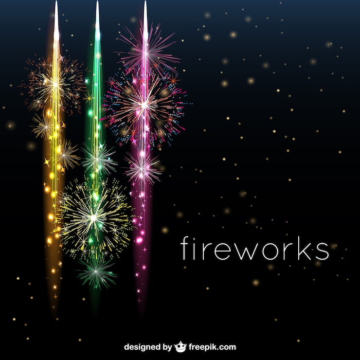 Free Vector cheerful fireworks in the night sky