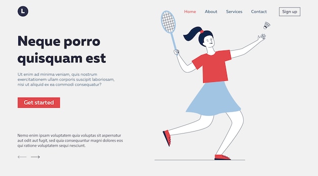 Free vector cheerful girl playing badminton