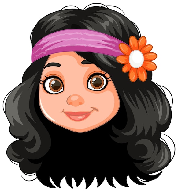 Cheerful girl with flower headband illustration