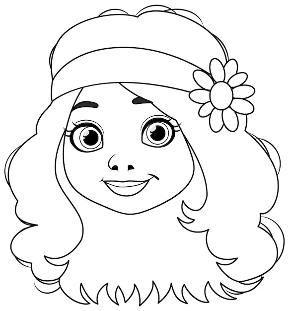 Free vector cheerful girl with flower headband illustration