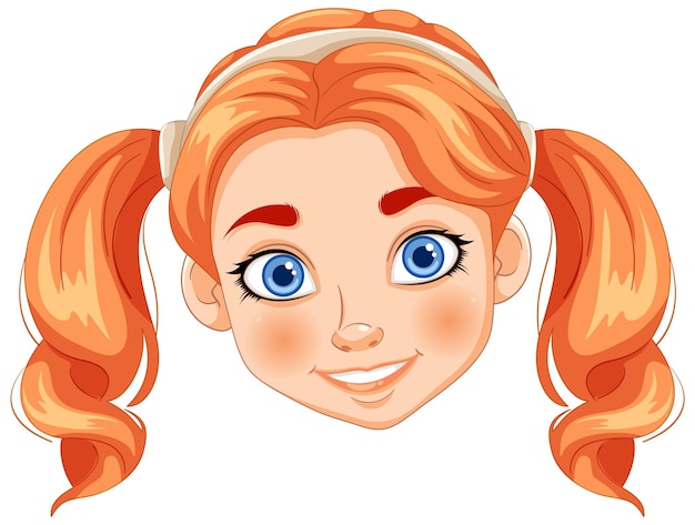 Cheerful Girl with Pigtails Vector