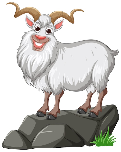 Free vector cheerful goat on a rocky outcrop