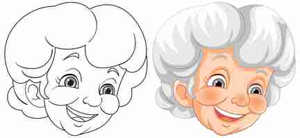 Free vector cheerful grandmother cartoon illustration