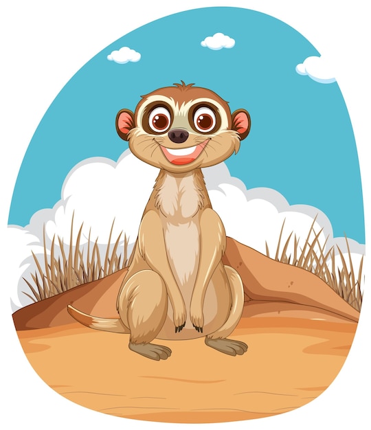 Free vector cheerful meerkat in natural habitat