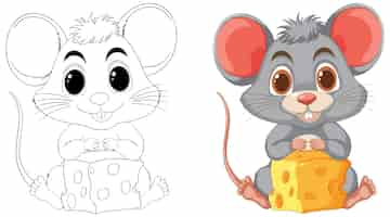 Free vector cheerful mice with their favorite cheese