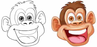 Бесплатное векторное изображение Векторная иллюстрация веселых лиц обезьян