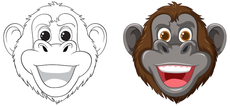 Free Vector cheerful monkey faces vector illustration